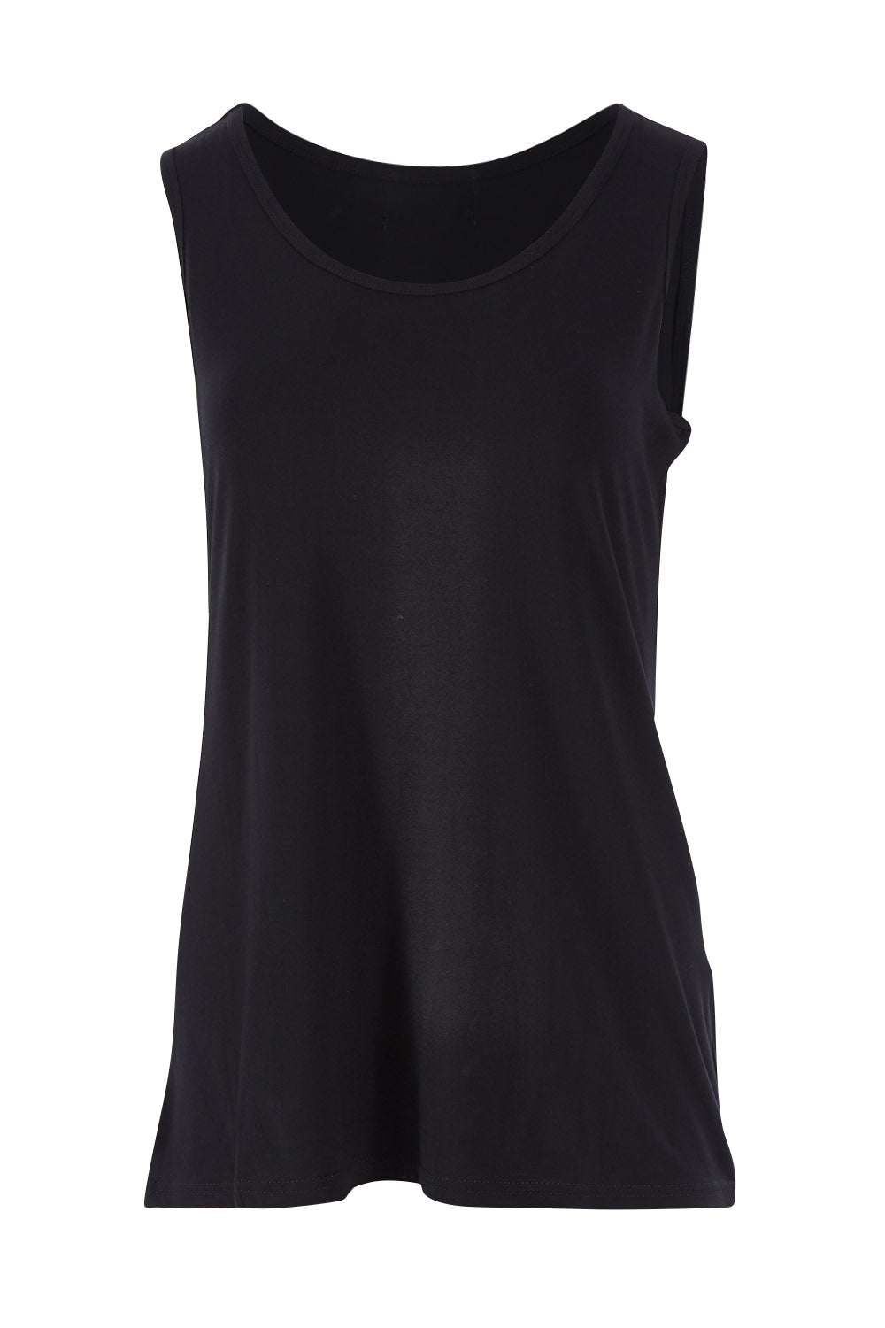Product shot of the Drape Bamboo Cami in colour Black (Black), from the front