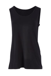 Product shot of the Drape Bamboo Cami in colour Black (Black), from the front