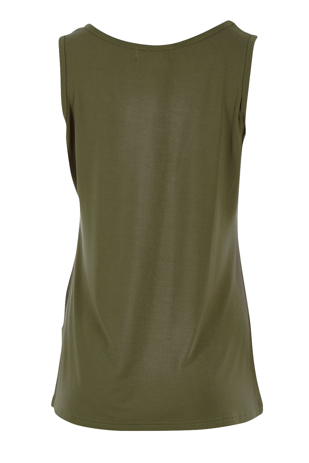 Product shot of the Drape Bamboo Cami in colour Olive (Green), from the back