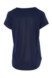 Product shot of the Cap Sleeve Bamboo Tee in colour Dknavy (Blue), from the back