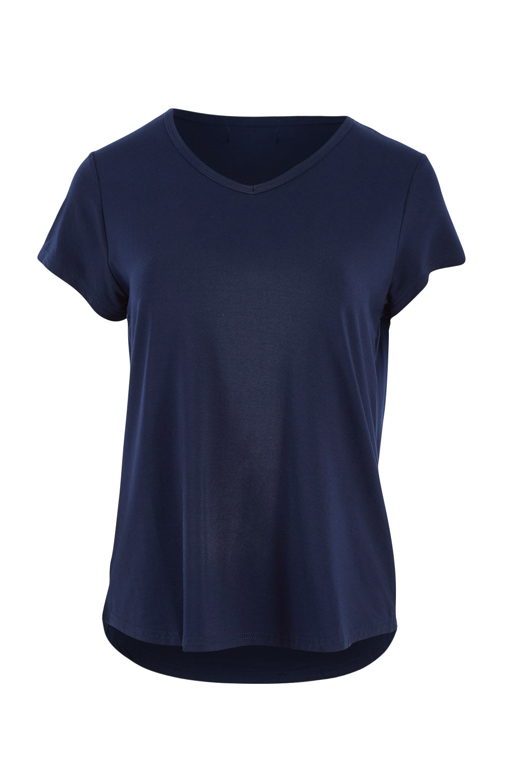 Product shot of the Cap Sleeve Bamboo Tee in colour Dknavy (Blue), from the front