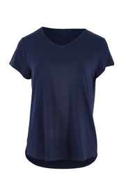 Product shot of the Cap Sleeve Bamboo Tee in colour Dknavy (Blue), from the front