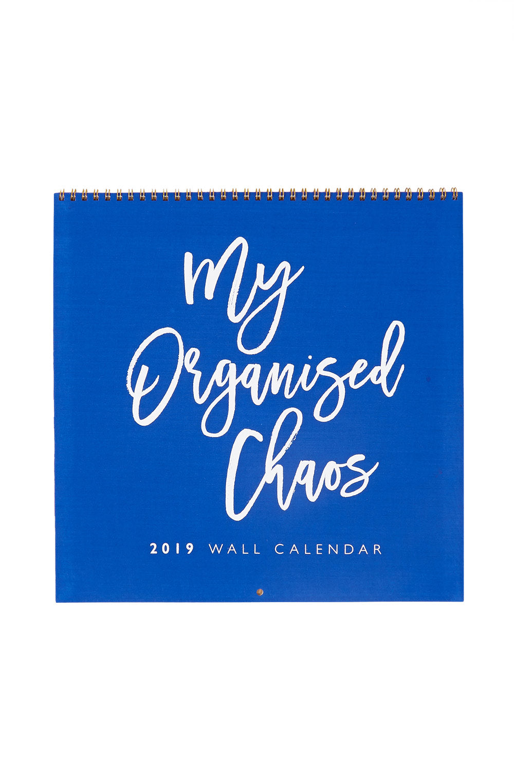 Product shot of the My Organised Chaos Wall Calendar 2019 in colour Sapphire (Blue), from the front