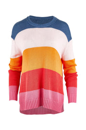 Product shot of the Mega Stripe Pullover in colour Bubblegum (Pink), from the front