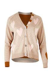 Product shot of the Hearts For You Cardi in colour Birch, from the front