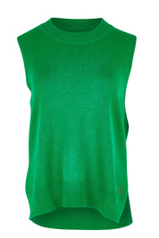 Product shot of the Essential Vest in colour Emerald (Green), from the front