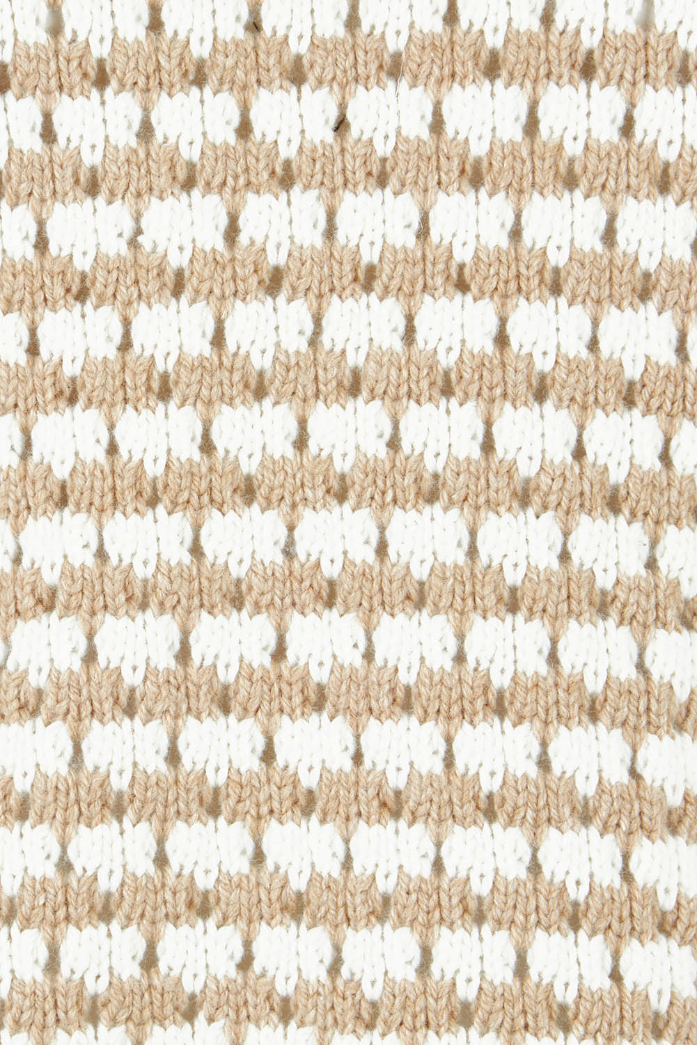 Product shot of the Texture Cotton Merino Jumper in colour Camel, detail
