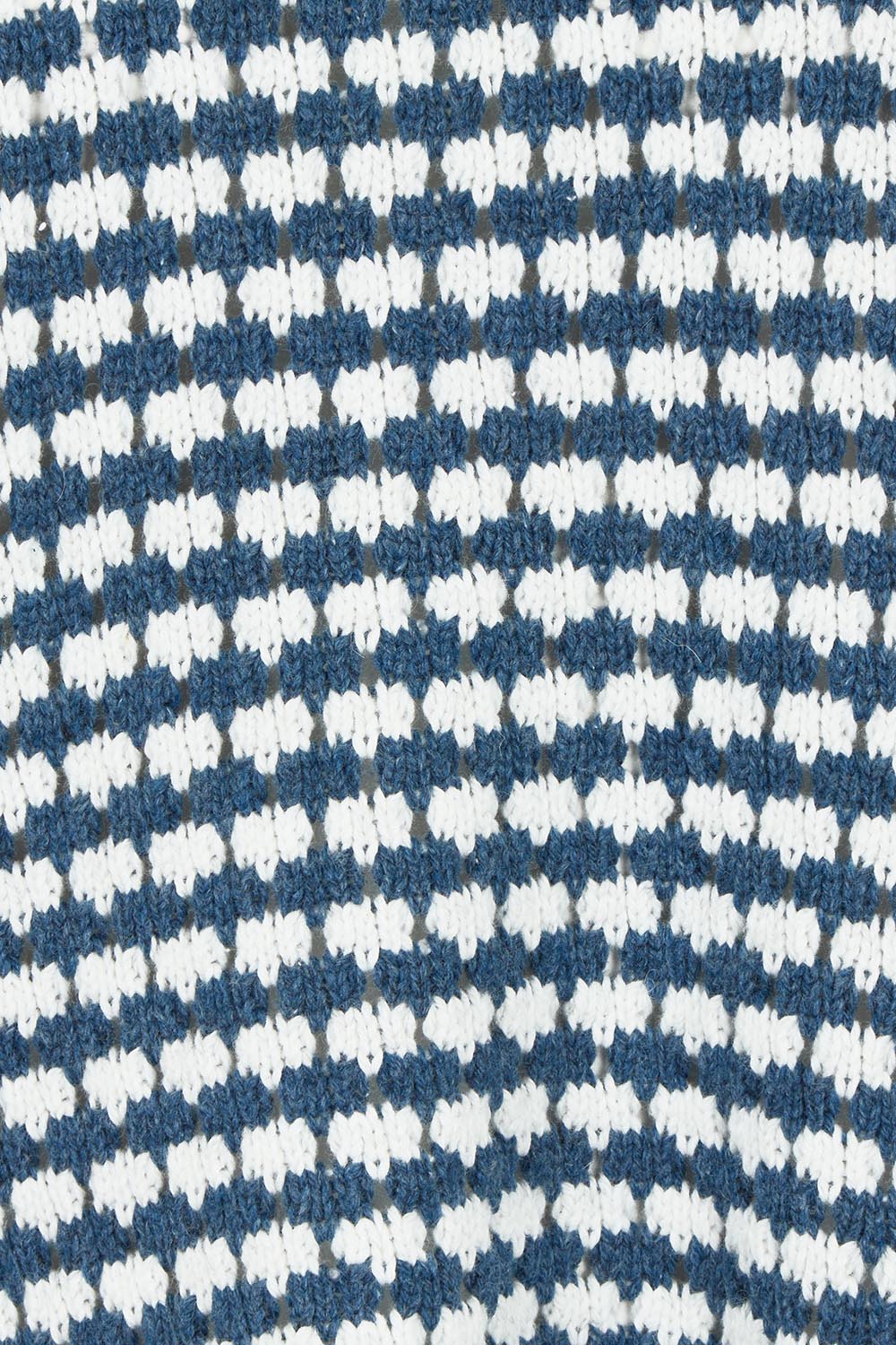 Product shot of the Texture Cotton Merino Jumper in colour Denim (Blue), detail