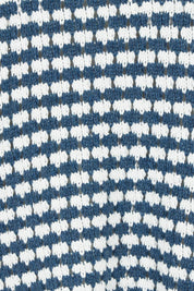 Product shot of the Texture Cotton Merino Jumper in colour Denim (Blue), detail