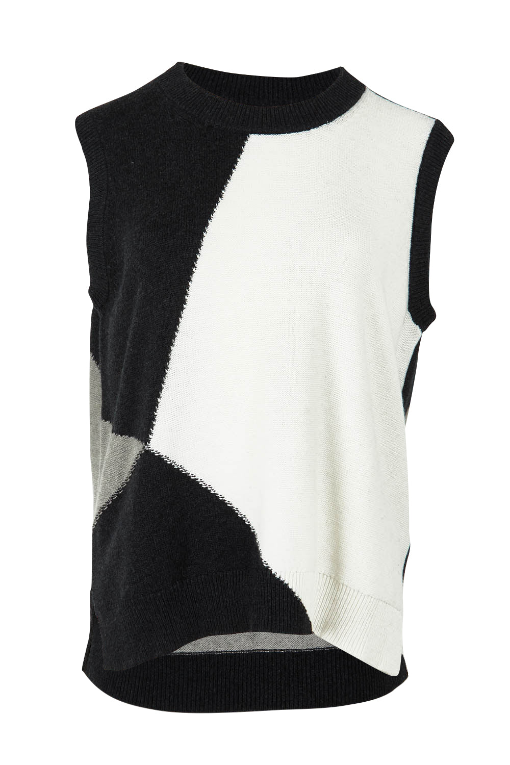 Product shot of the Diamond Dapper Cotton Cashmere Vest in colour Charcoal, from the front