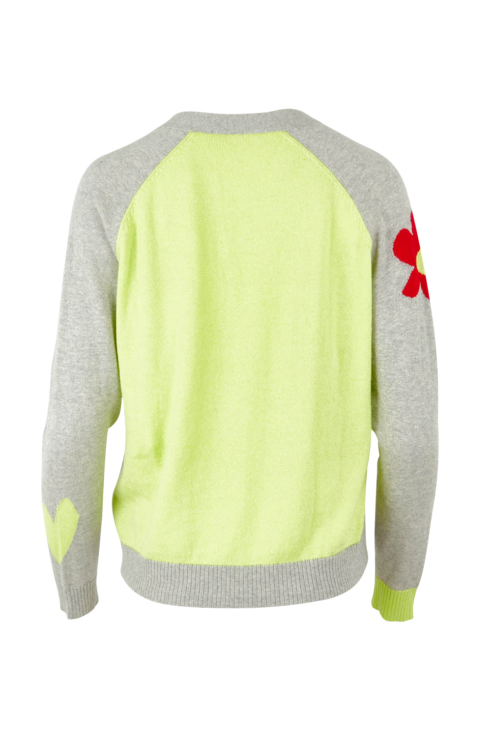 Product shot of the Happy Cotton Cashmere Cardi in colour Marl (Grey), from the back