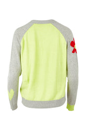 Product shot of the Happy Cotton Cashmere Cardi in colour Marl (Grey), from the back