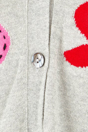 Product shot of the Happy Cotton Cashmere Cardi in colour Marl (Grey), detail
