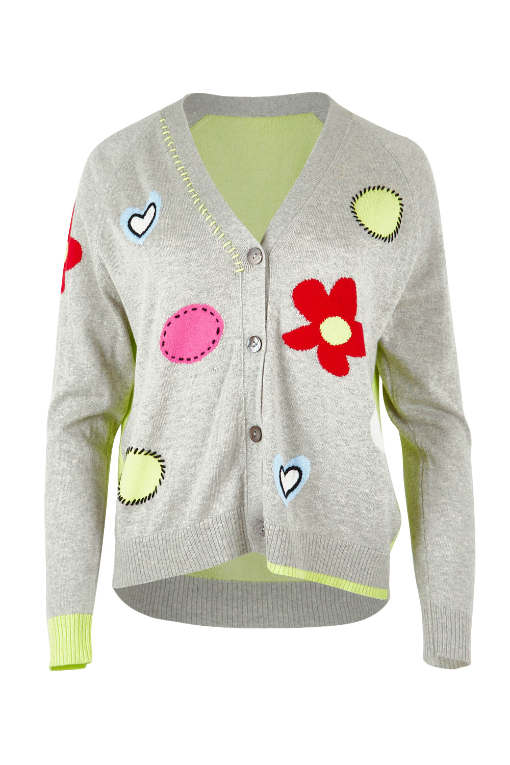 Product shot of the Happy Cotton Cashmere Cardi in colour Marl (Grey), from the front