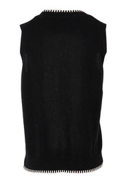 Product shot of the Essential Two Tone Cotton Cashmere Vest in colour Black (Black), from the back
