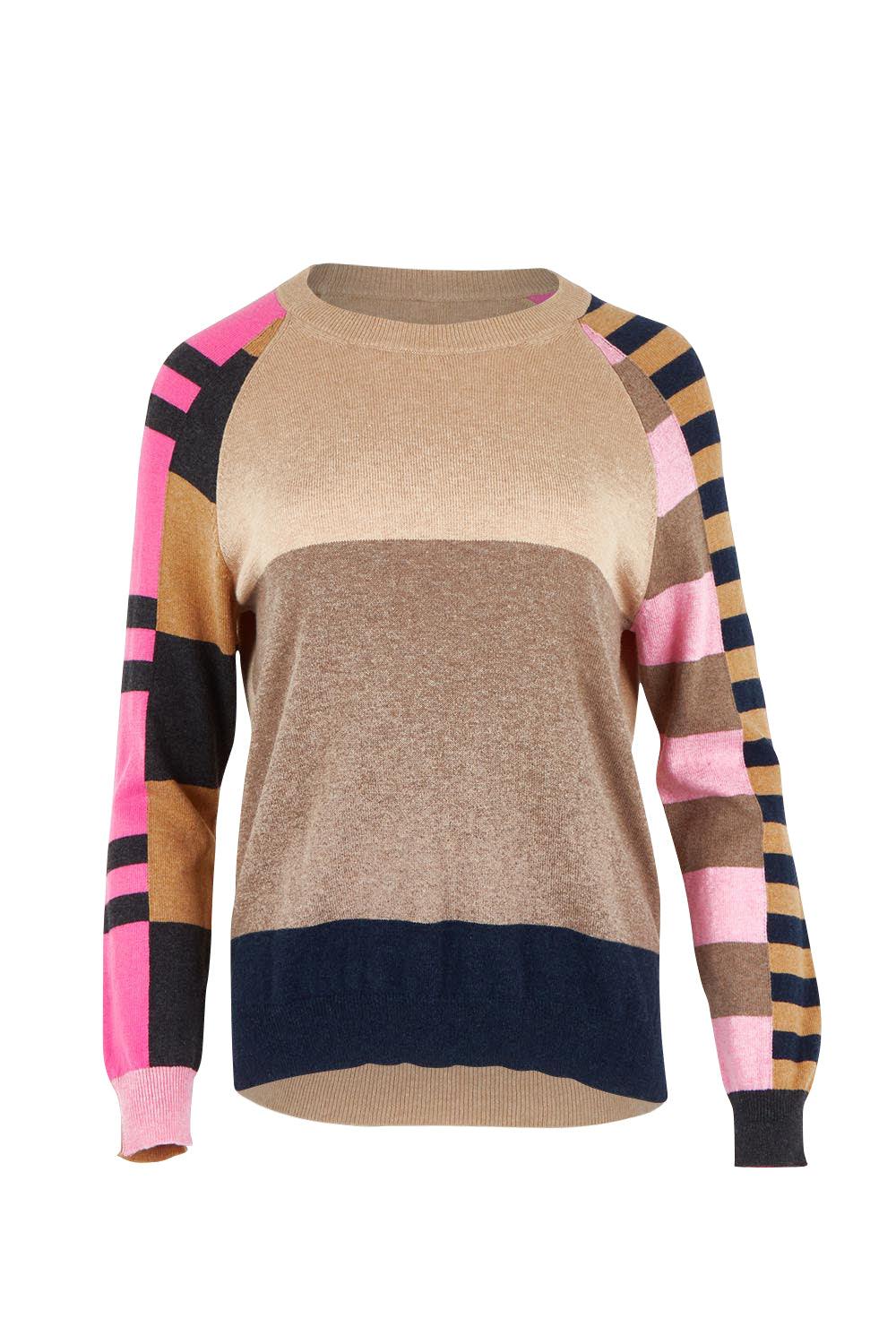 Colour Block Cotton Cashmere Jumper – Oat