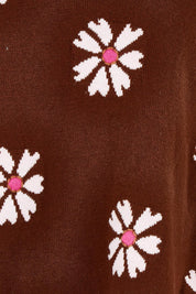 Daisy Chain Cotton Cashmere Crew Knit – Chocolate