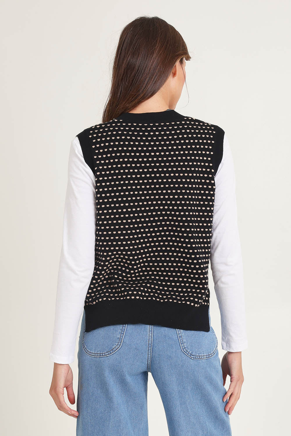 Textured Cotton Cashmere Tank Vest – Black