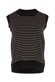 Textured Cotton Cashmere Tank Vest – Black