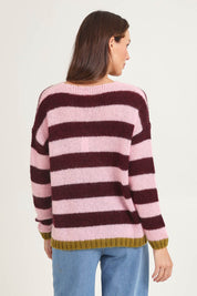 Cozy Kid Stripe V Crew – Sugarplum