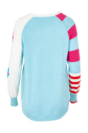 Product shot of the My Happy Cotton Cashmere Jumper in colour Aqua (Blue), from the back