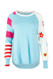 Product shot of the My Happy Cotton Cashmere Jumper in colour Aqua (Blue), from the front