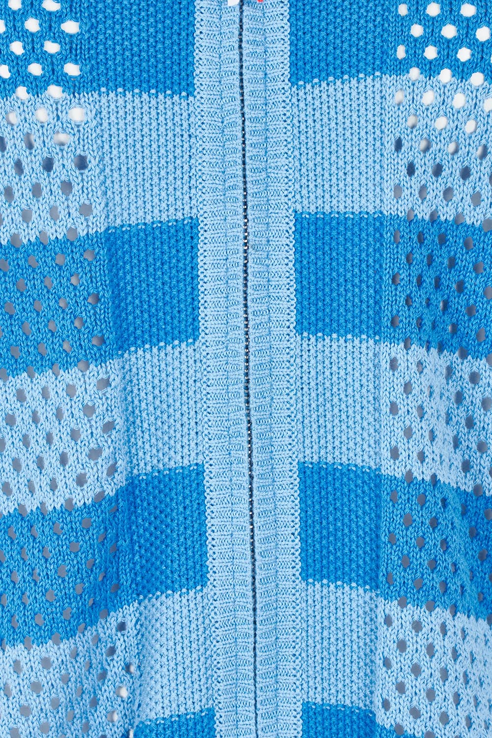 Product shot of the Pointelle Zip Cotton Cardi in colour Blue (Blue), detail