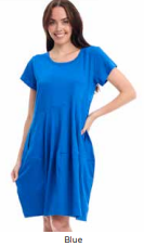 Essentials Bubble Cotton Knit Dress - Blue