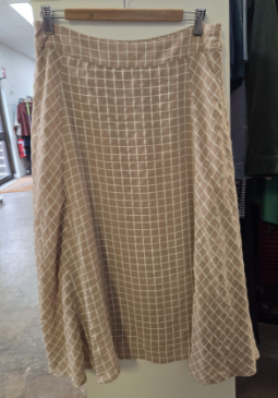 The Bias Panel Check Skirt - Sand