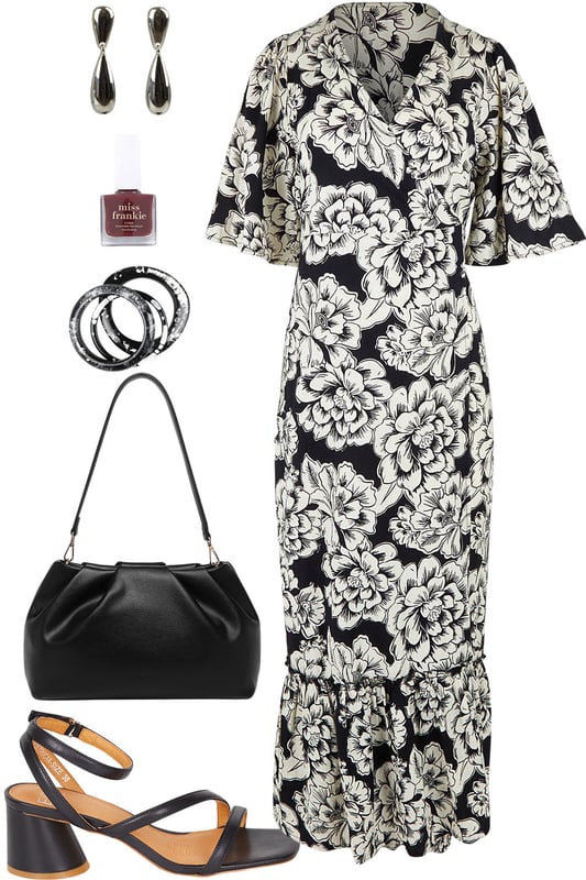 Outfit - Black And Ivory And Blooming