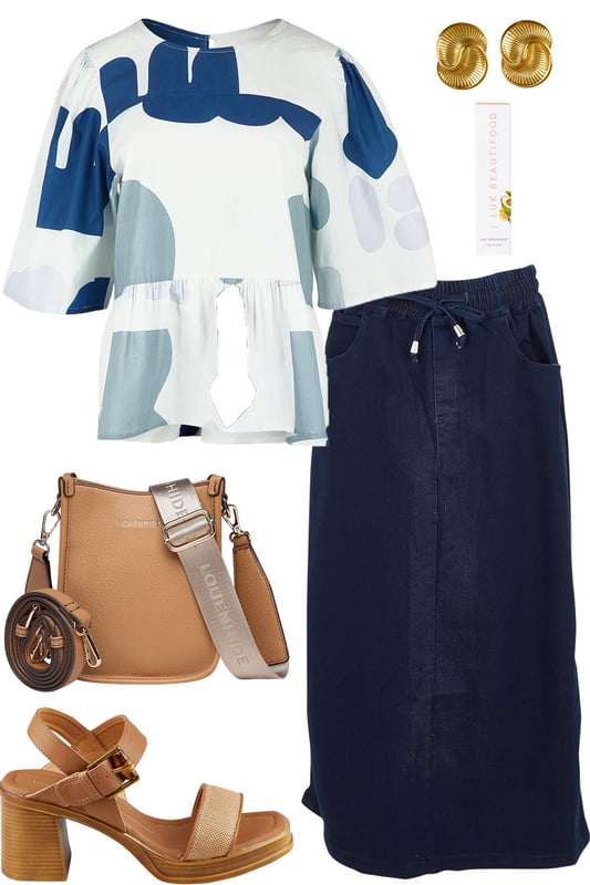 Outfit - Blue &amp; Tan Big Fan