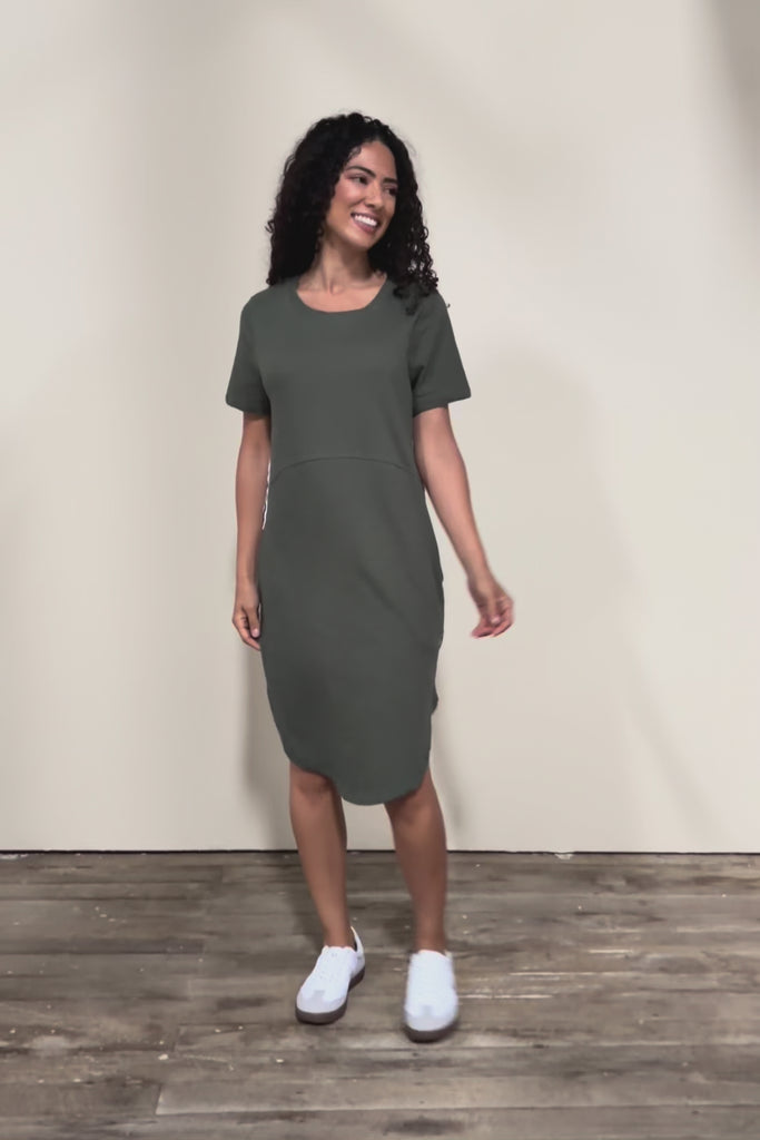 Elements Bay Tape Cotton Tee Dress - Khaki