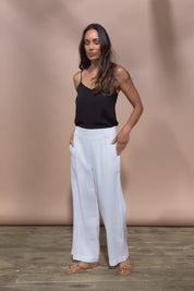 Linen Wide Leg Pant - White