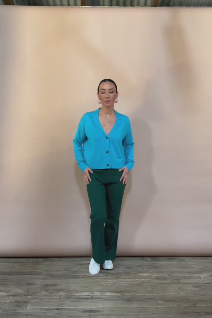 Relaxed Collar Cardigan – Aqua
