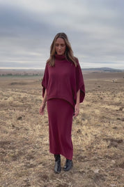 Knit Pick Pull On Skirt - Wine