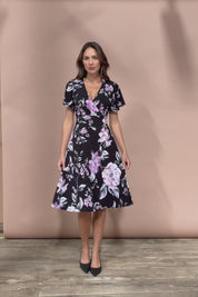 The Printed Jersey Faux Wrap Dress - Pinkfloral