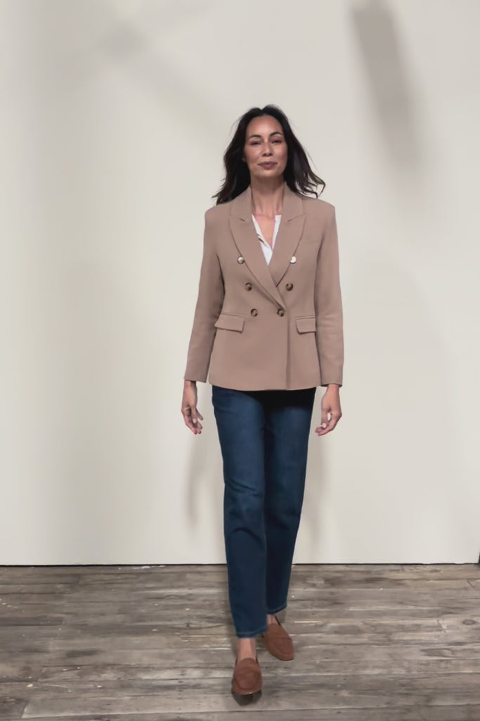 The Classic Double Breasted Blazer – Tan