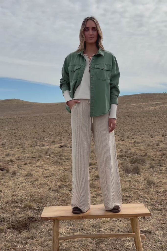 Wear As You Will Cotton Denim Shirt Jacket - Sage