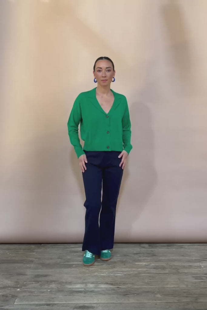 Relaxed Collar Cardigan – Vividgreen