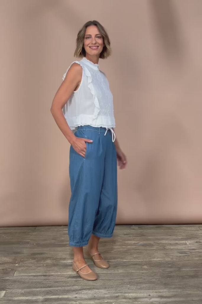 Summer Daze Denim Pull On 3/4 Pant - Denim