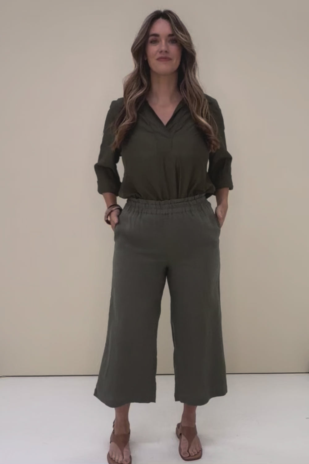 Belle Easy Wear Linen Pant – Olive