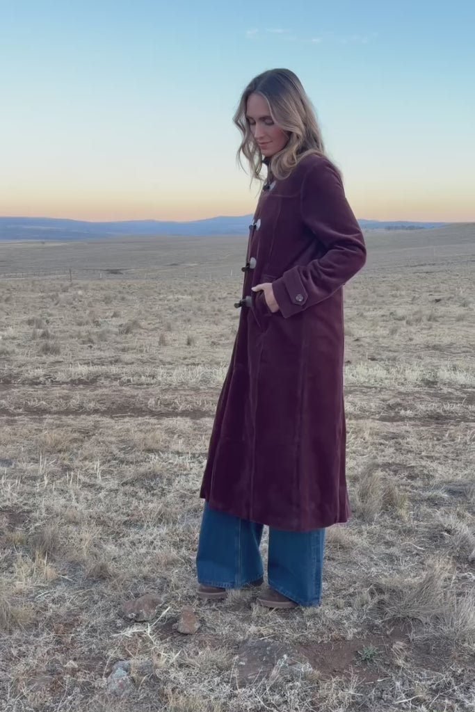 Winter Walk Longline Cord Duffle Coat - Aubergine