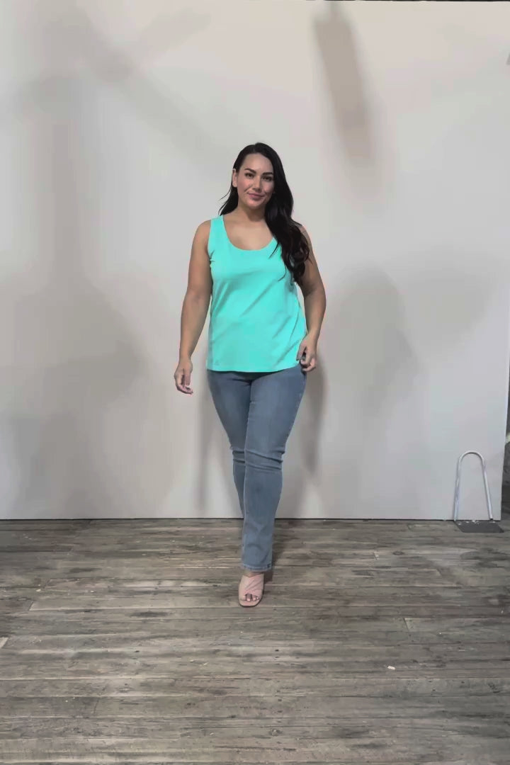 Belle Luxe Cotton Tank - Aqua