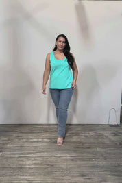 Belle Luxe Cotton Tank - Aqua