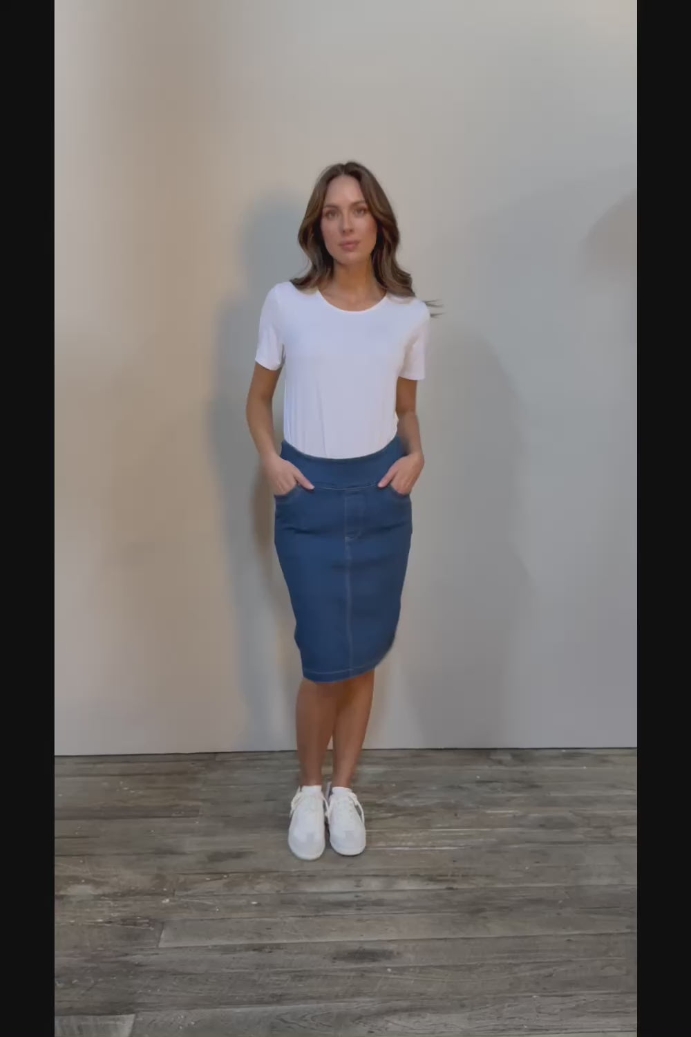 The Pull On Denim Skirt - Denim