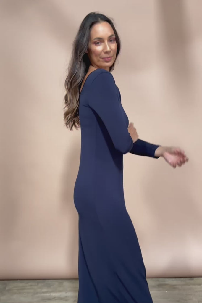 The Long Sleeve Comfort Maxi - Navy