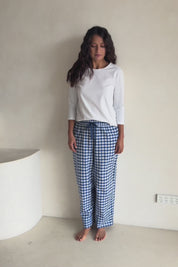 Cotton Check Pyjama Pants – Blue
