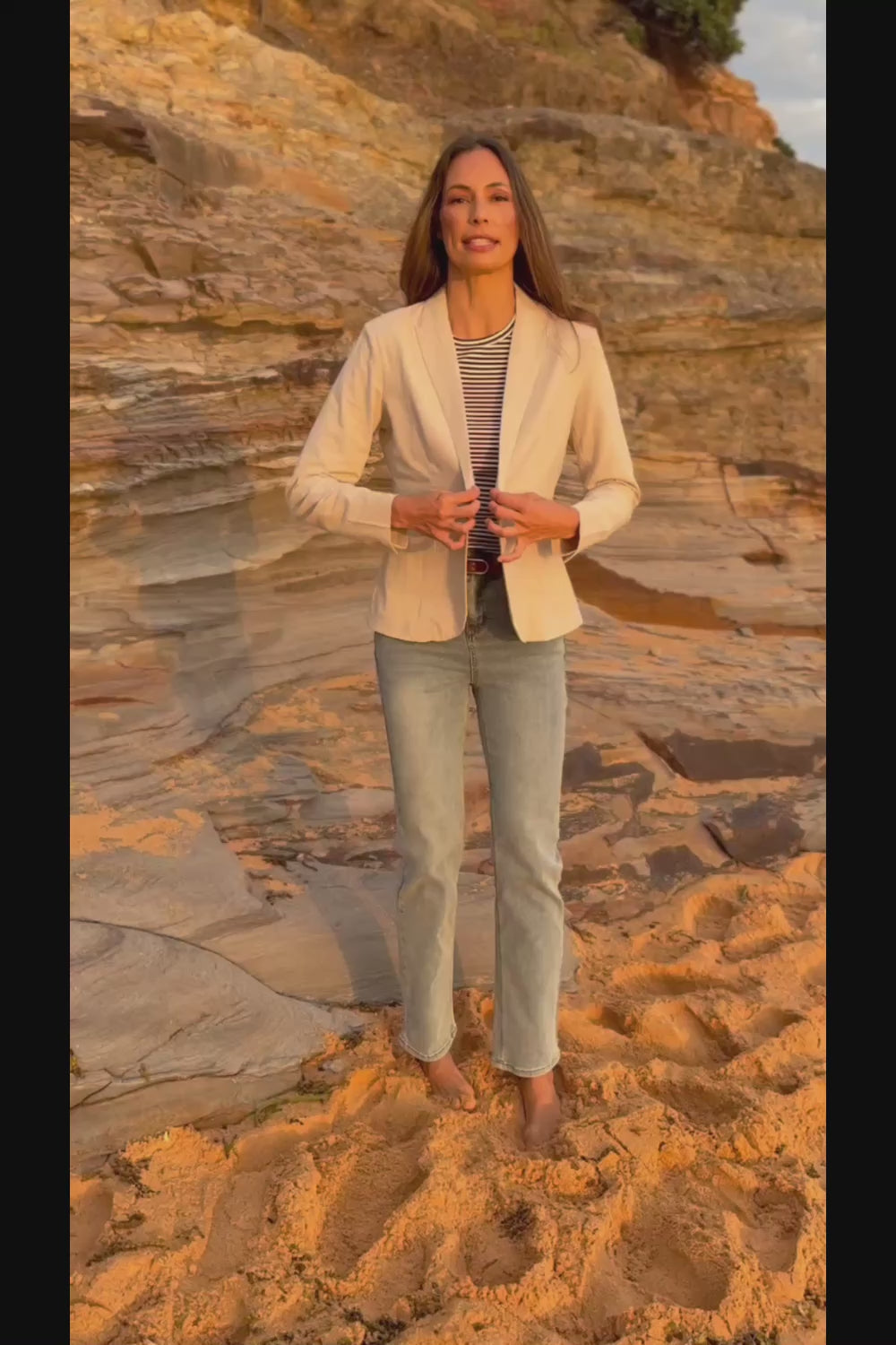 Cotton Linen Blazer - Sand