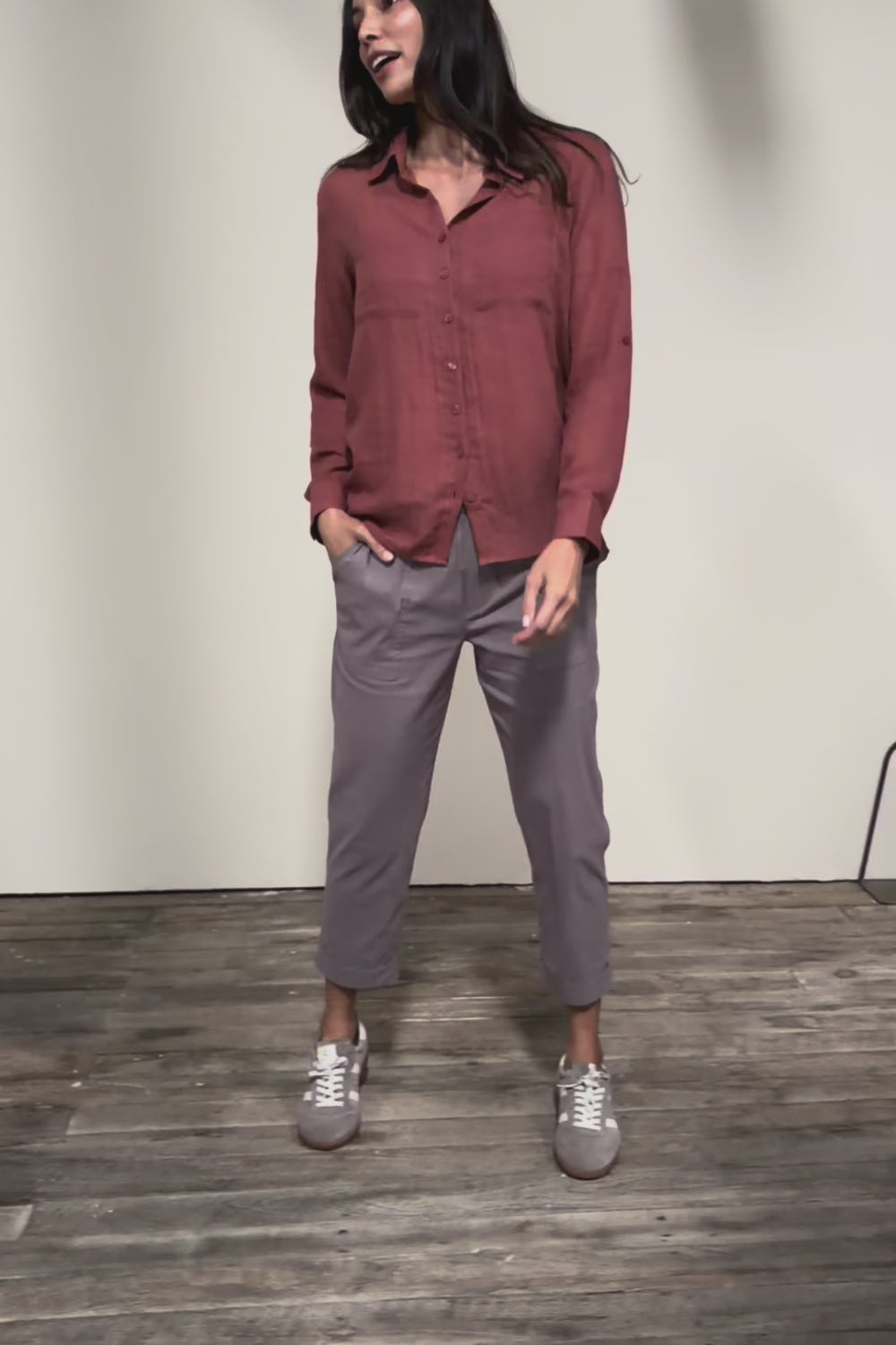The Elastic Waist Pull On Patch Pocket Pant – Coffee
