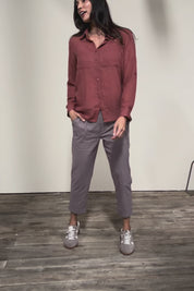The Elastic Waist Pull On Patch Pocket Pant – Coffee